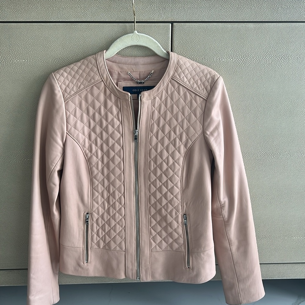 Leather Jacket - Pale Pink and Beautifully Quilted